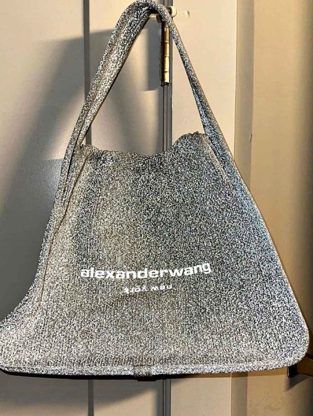 Alexander Wang large Ryan Rib-Knit Shoulder Bag Silver Tote
